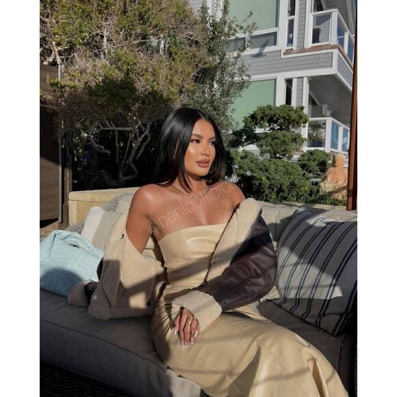 ZARA CREAM FAUX LEATHER MIDI DRESS - Picture 7 of 16